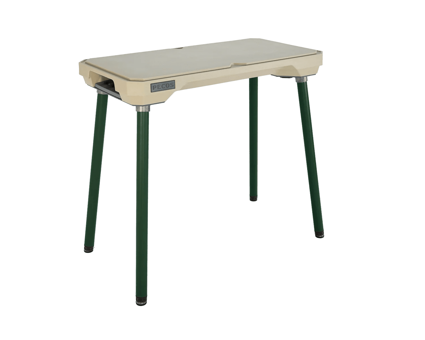 PECOS Table - Buckskin top, Forest Green legs - three quarter view