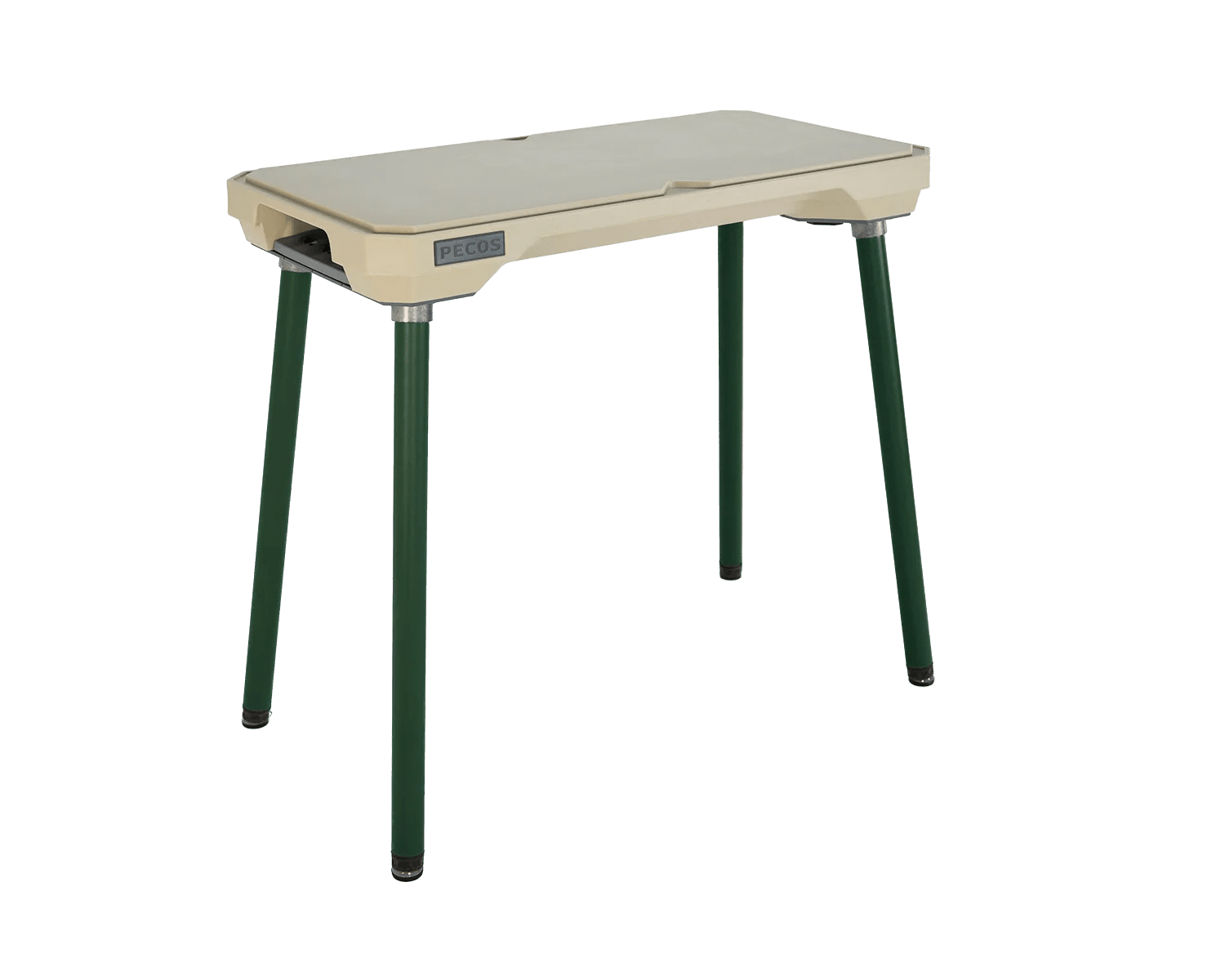 PECOS Table - Buckskin top, Forest Green legs - three quarter view
