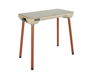 PECOS Table - Buckskin top, Copper Orange legs - three quarter view