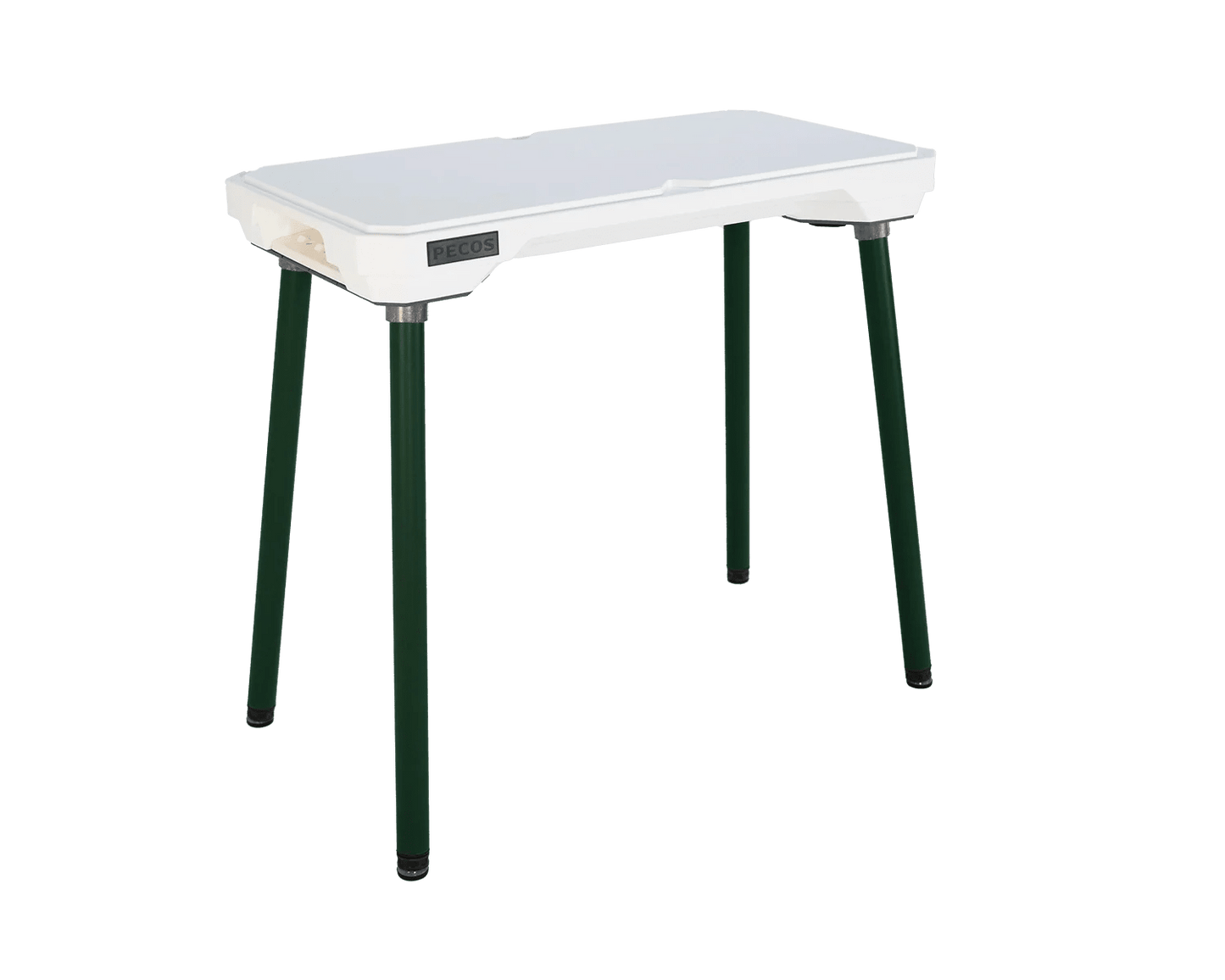 PECOS Table - Blanco top, Forest Green legs - three quarter view