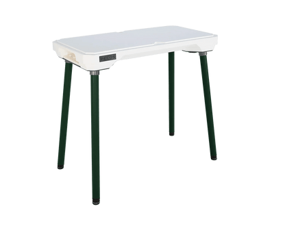 PECOS Table - Blanco top, Forest Green legs - three quarter view
