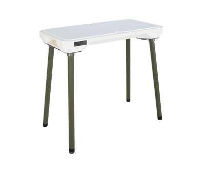 PECOS Table - Blanco top, Texas Sage legs - three quarter view