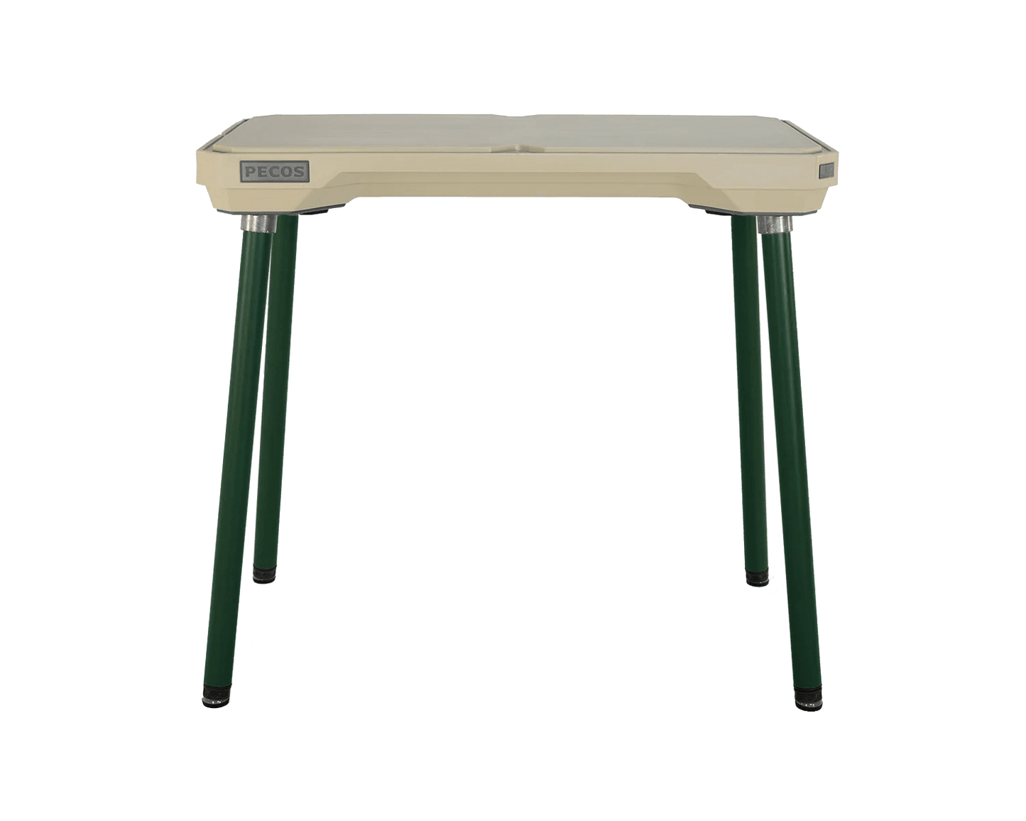 PECOS Table - Buckskin top, Forest Green legs - top side view