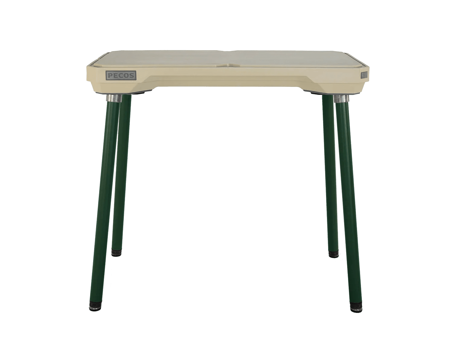 PECOS Table - Buckskin top, Forest Green legs - top side view