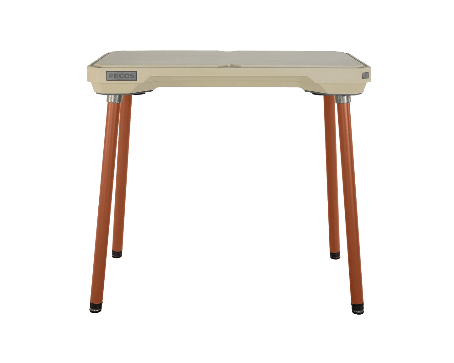 PECOS Table - Buckskin top, Copper Orange legs - top side view