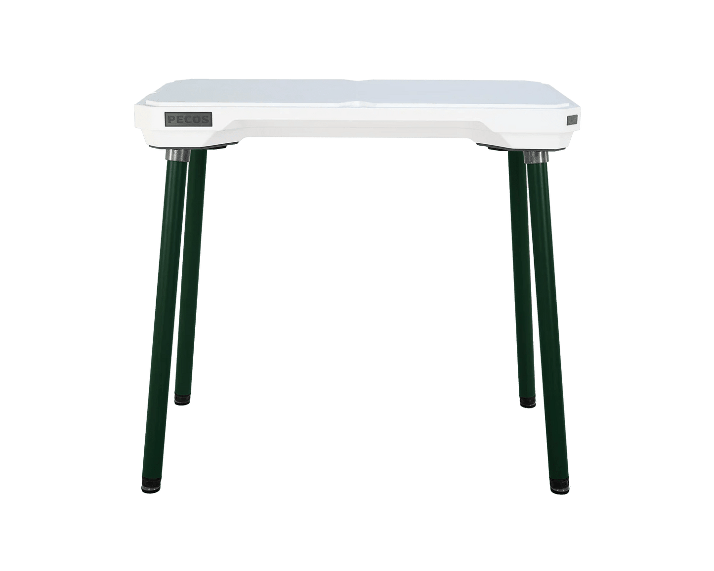 PECOS Table - Blanco top, Forest Green legs - top side view