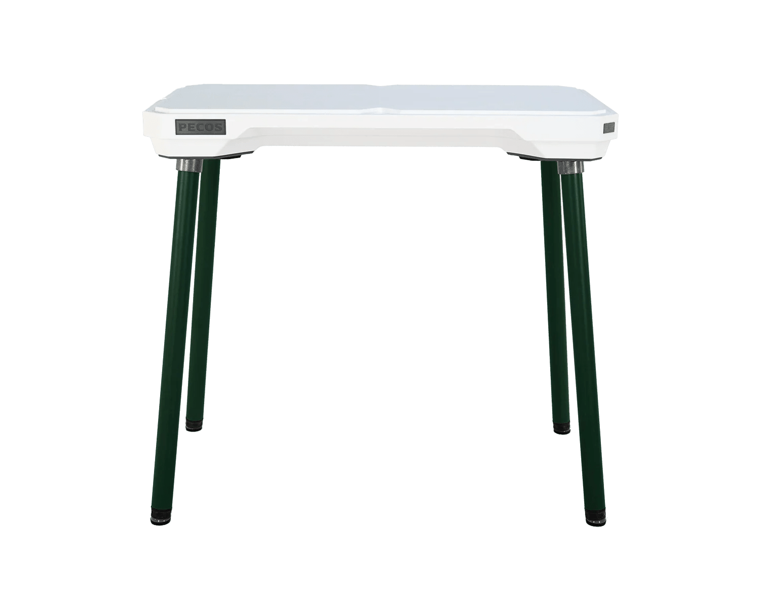 PECOS Table - Blanco top, Forest Green legs - top side view