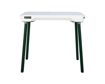 PECOS Table - Blanco top, Forest Green legs - top side view