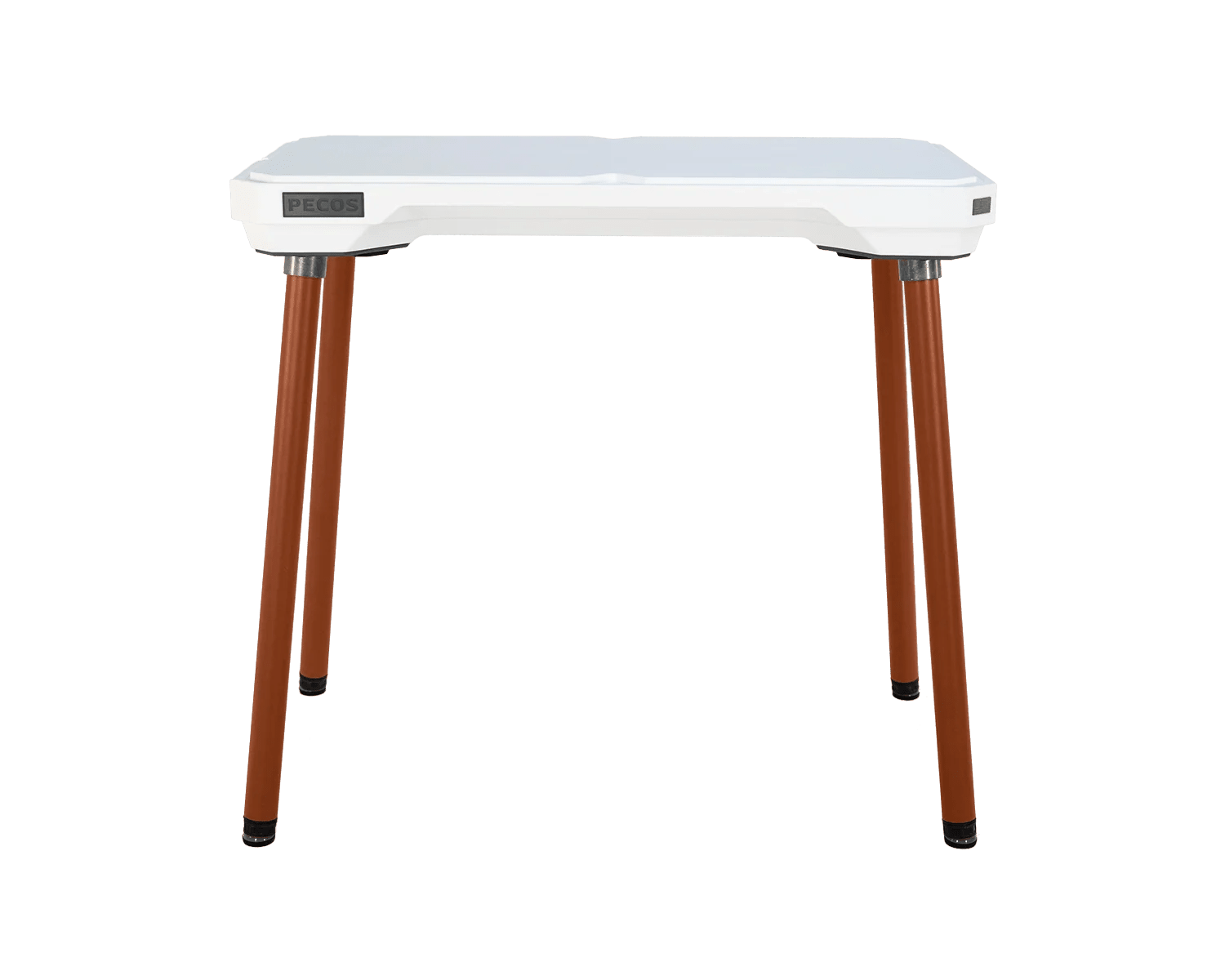 PECOS Table - Blanco top, Copper Orange legs - top side view